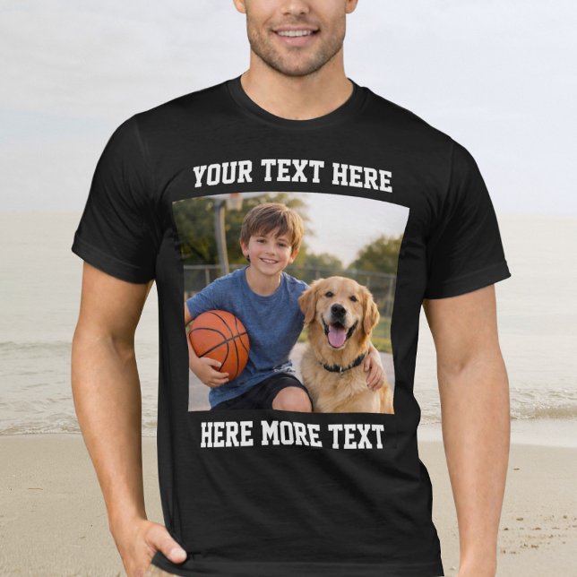 Custom Photo and Text Or Name Bold Sporty  T-Shirt (Von Creator hochgeladen)
