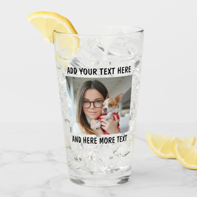 Custom Photo and Text Or Name Glass Cup Glas (Vorderseite Ice)