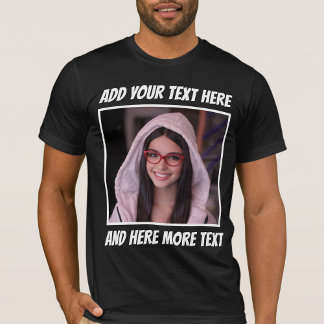 Custom Photo and Text Or Name White Border T-Shirt