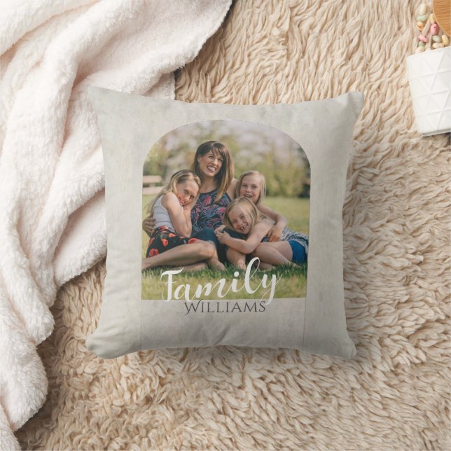 custom photo and text pale taupe minimalist    kissen (Decke)