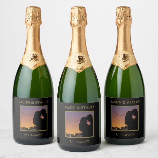 Custom Photo and Text Simple Elegant (Flaschen)