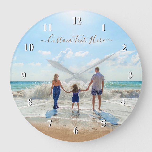 Custom Photo and Text - Your Own Design - Summer Große Wanduhr (Vorderseite)