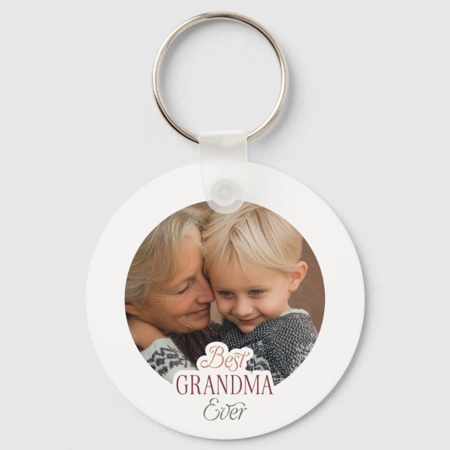 Custom Photo Best Grandma Ever Schlüsselanhänger (Vorderseite)