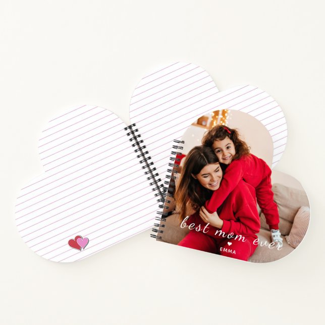 Custom Photo Best Mom Ever Cute Heart  Notizbuch (Innenseite)
