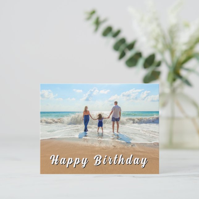 Custom Photo Birthday Card Postkarte (Stehend Vorderseite)