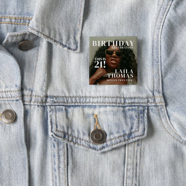 Custom Photo Birthday Party Magazine Cover  Button (Beispiel)