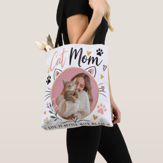 Custom Photo Cat Mom Tote Bag Tasche