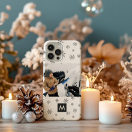 Custom Photo Christmas Snowflakes Monogram iPhone 16 Pro Hülle