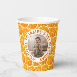Custom Photo & Citrus Birthday  Pappbecher