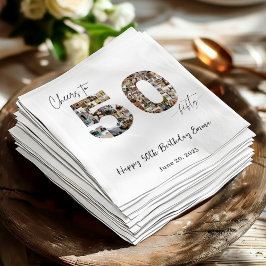 Custom Photo Collage 50th Birthday Party Napkins Serviette