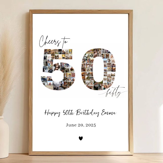 Custom Photo Collage 50th Birthday Poster Gift (Von Creator hochgeladen)