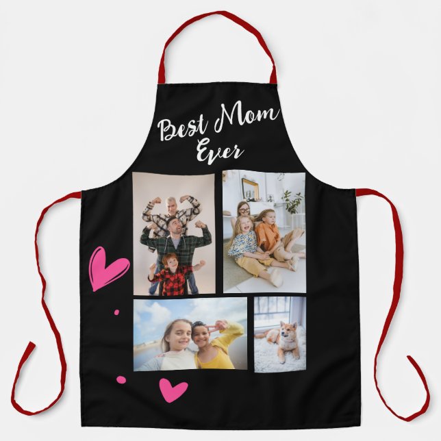 Custom Photo Collage Apron - Best Mom Or Dad Ever Schürze (Vorderseite)