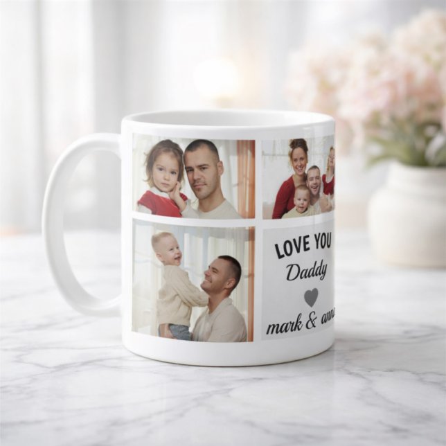 Custom Photo Collage for Dad Jumbo-Tasse (Von Creator hochgeladen)