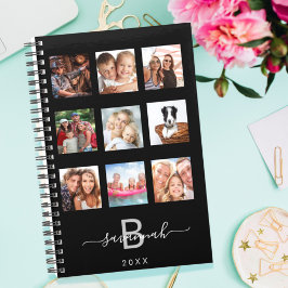 Custom photo collage monogram black modern 2024
