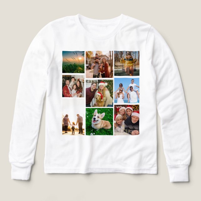 Custom Photo Collage Shirt, Custom 9 Photos   (Motif recto)