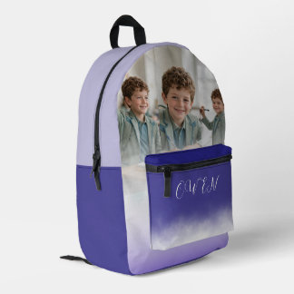Custom Photo Collage Teal Ombre Personalized Schoo Bedruckter Rucksack
