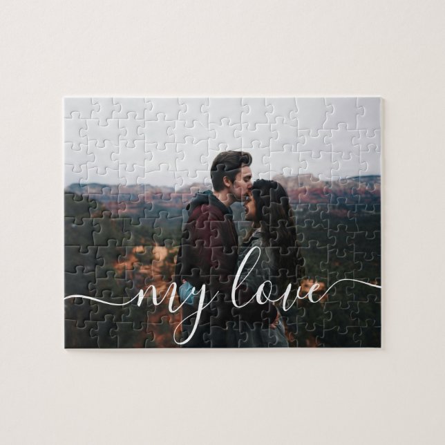Custom Photo Couple Romantic Script Keepsake (Horizontal)