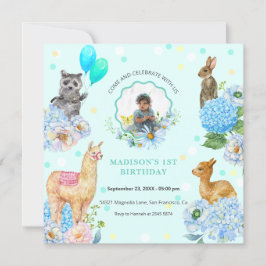 Custom Photo Cute Animals  Birthday Invitation Einladung