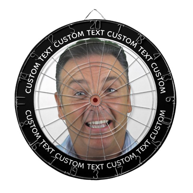 Custom Photo Dartboard & Text - BLACK Surround Dartscheibe (vorne)