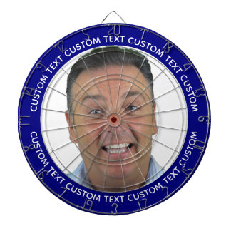 Custom Photo Dartboard & Text - NAVY BLUE Surround Dartscheibe