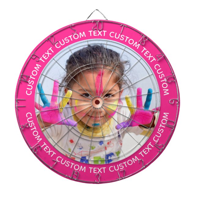 Custom Photo Dartboard & Text - PINK Surround Dartscheibe (vorne)