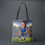 Custom Photo-Face Soccer/Football Star Caricature  Tasche<br><div class="desc">Carry Your Winning Spirit Everywhere with a Custom Photo Soccer Star Tote Bag! Score a style goal with our personalized soccer caricature tote bag, the ultimate accessory for any football enthusiast. This durable and vibrant bag features a high-definition, cartoon-style illustration of a soccer player standing tall on the pitch, set...</div>
