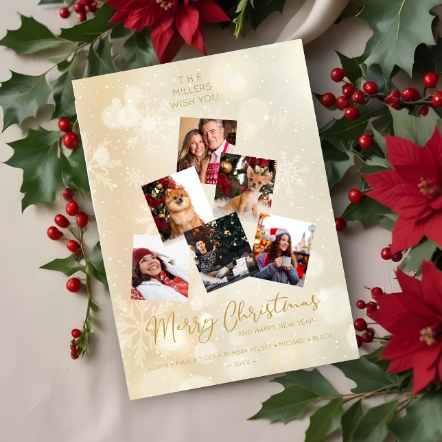 Custom Photo Family Christmas Tree Happy New Year (Custom Photo Family Christmas Tree Happy New Year Holidays Cards.)