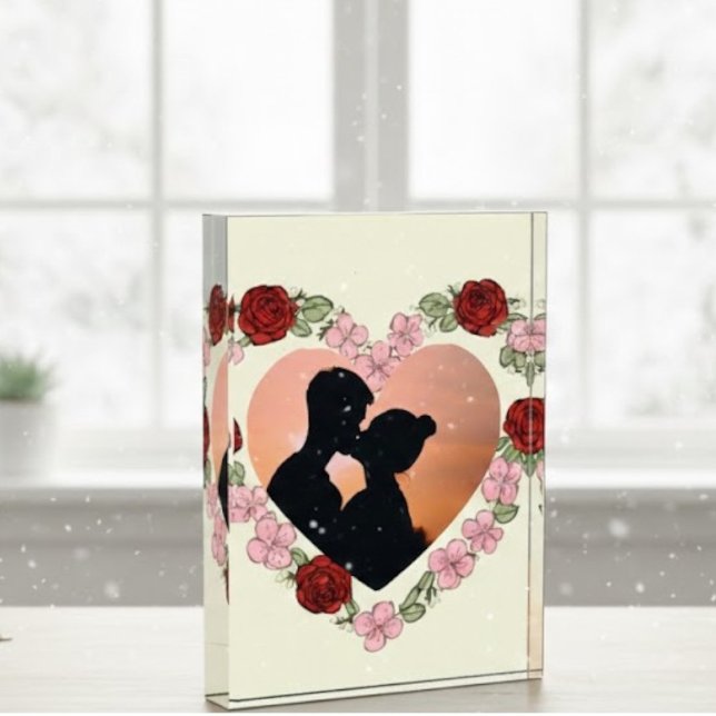 Custom Photo Floral Rose Heart Acrylic Bloc Fotoblock (Von Creator hochgeladen)