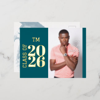 Custom Photo Foil Graduation Invitation Postcard Folie Einladungspostkarte