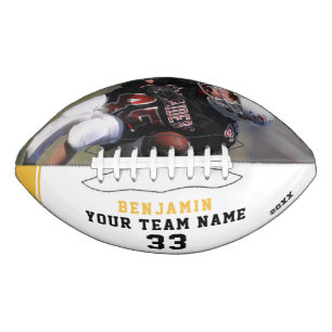 Custom Photo Football Yellow Name Number Team