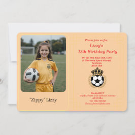 Custom Photo Girl Soccer Birthday Party Invitation Feiertagskarte