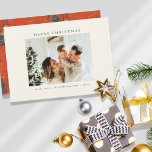 Custom Photo Green Red Christmas Tree Tiger Unique Feiertagskarte<br><div class="desc">Wish your friends a Merry Christmas with these beautiful holiday cards featuring your family photo and a vintage tiger and christmas tree on the back in green and red.</div>
