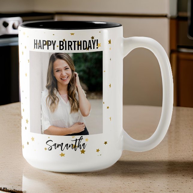 Custom Photo Happy Birthday Mug for Women Zweifarbige Tasse (birthday mug for mom, birthday gift for her, happy birthday mug for her, mom mug, mothers day gift)
