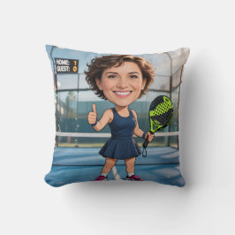 Custom Photo Head Padel/Pickleball Player Caricatu Kissen