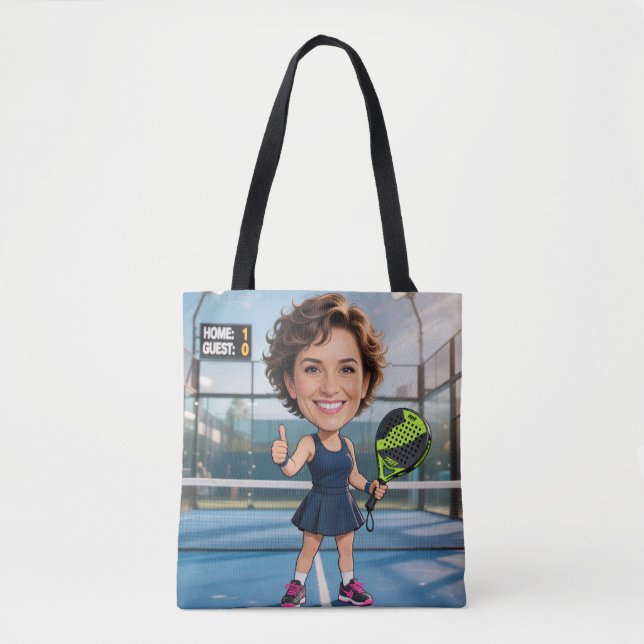 Custom Photo Head Padel/Pickleball Player Caricatu Tasche (Vorderseite)