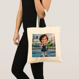 Custom Photo Head Padel/Pickleball Player Caricatu Tragetasche