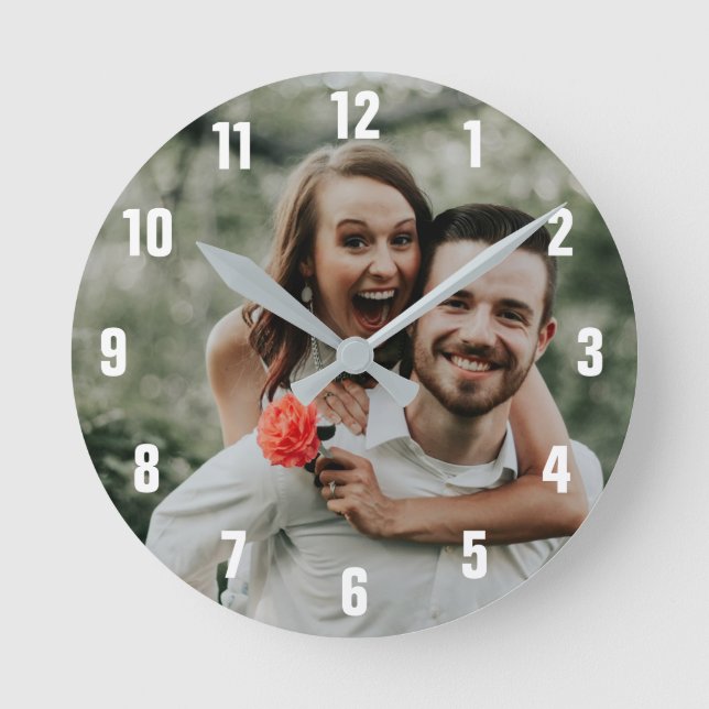 Custom Photo Large Clock Runde Wanduhr (Vorderseite)