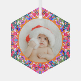 Custom Photo Merry Christmas Modern Colorful Ornament Aus Glas