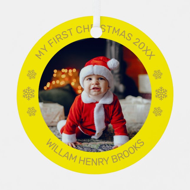 Custom Photo Metal Circle Christmas Ornament (Vorderseite)