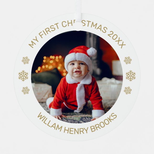 Custom Photo Metal Circle Christmas Ornament Aus Metall (Vorderseite)