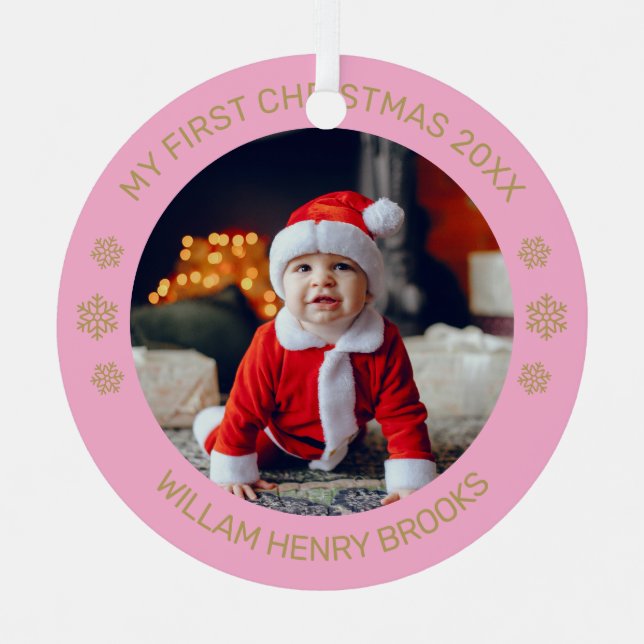 Custom Photo Metal Circle Christmas Ornament Aus Metall (Vorderseite)