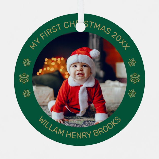 Custom Photo Metal Circle Christmas Ornament Aus Metall (Vorderseite)
