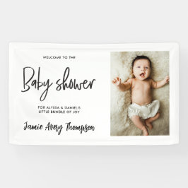 Custom photo Modern Script Baby Shower Welcome Banner