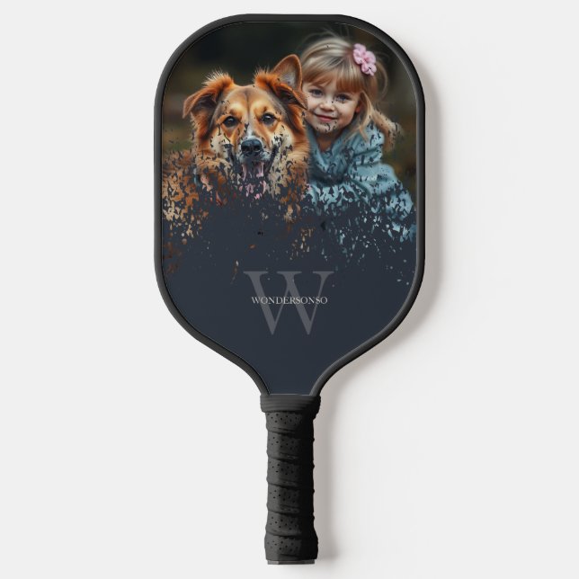 Custom Photo Monogrammed Pickleball Schläger (Vorderseite)