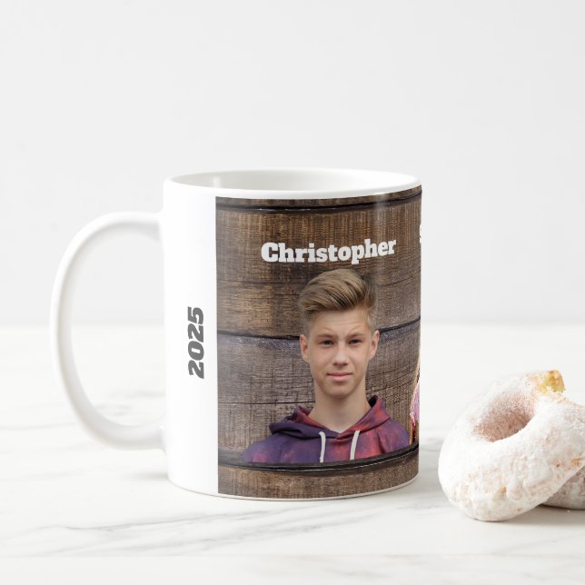 Custom Photo Mug 3 Photo Faces Kaffeetasse (Mit Donut)