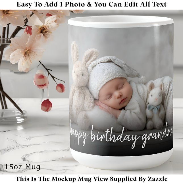 Custom Photo Mug Grandma, Modern One Photo Easy Kaffeetasse (Von Creator hochgeladen)