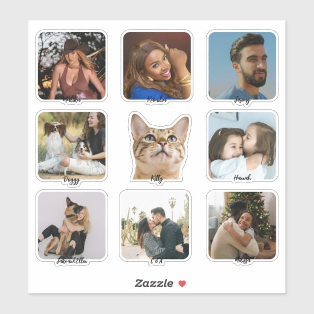 Custom Photo Name Advent Calendar Stickers -9 Pack Aufkleber (Blatt)