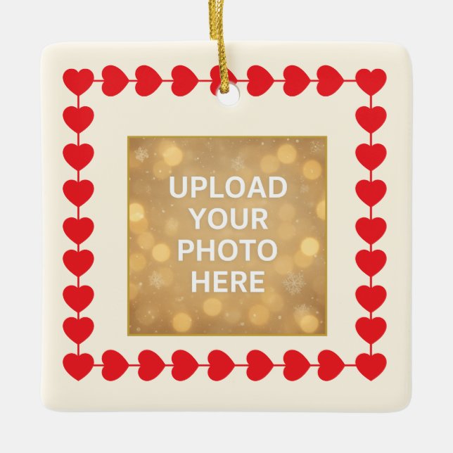 Custom Photo Ornament – Red Heart Frame  (Vorderseite)