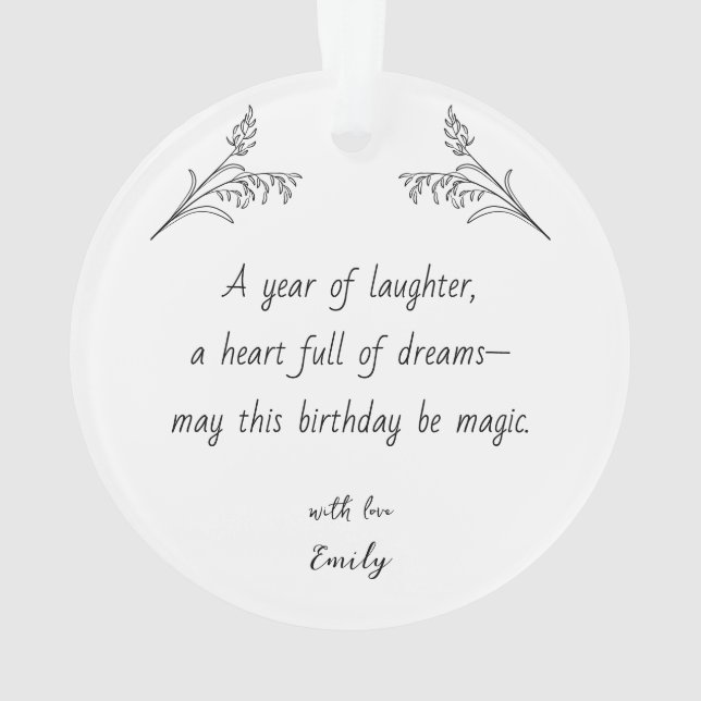 Custom Photo Ornament with Birthday Message (Rückseite)