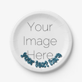 Custom Photo – Personalized blue text  Pappteller